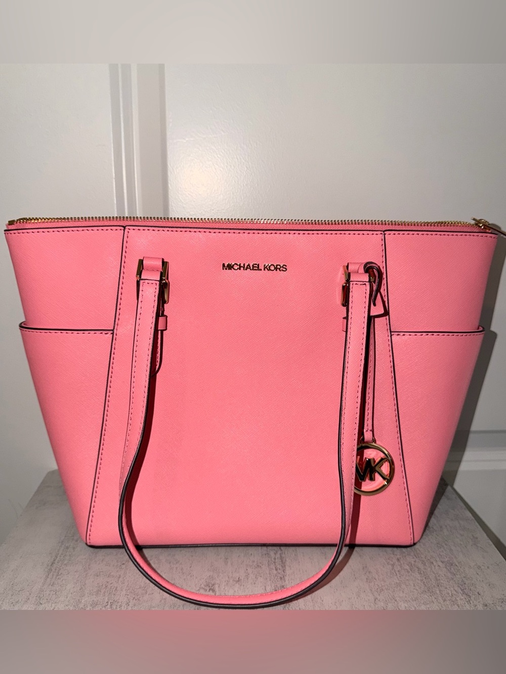 Michael Kors Charlotte Large Leather Top-Zip Tote Bag